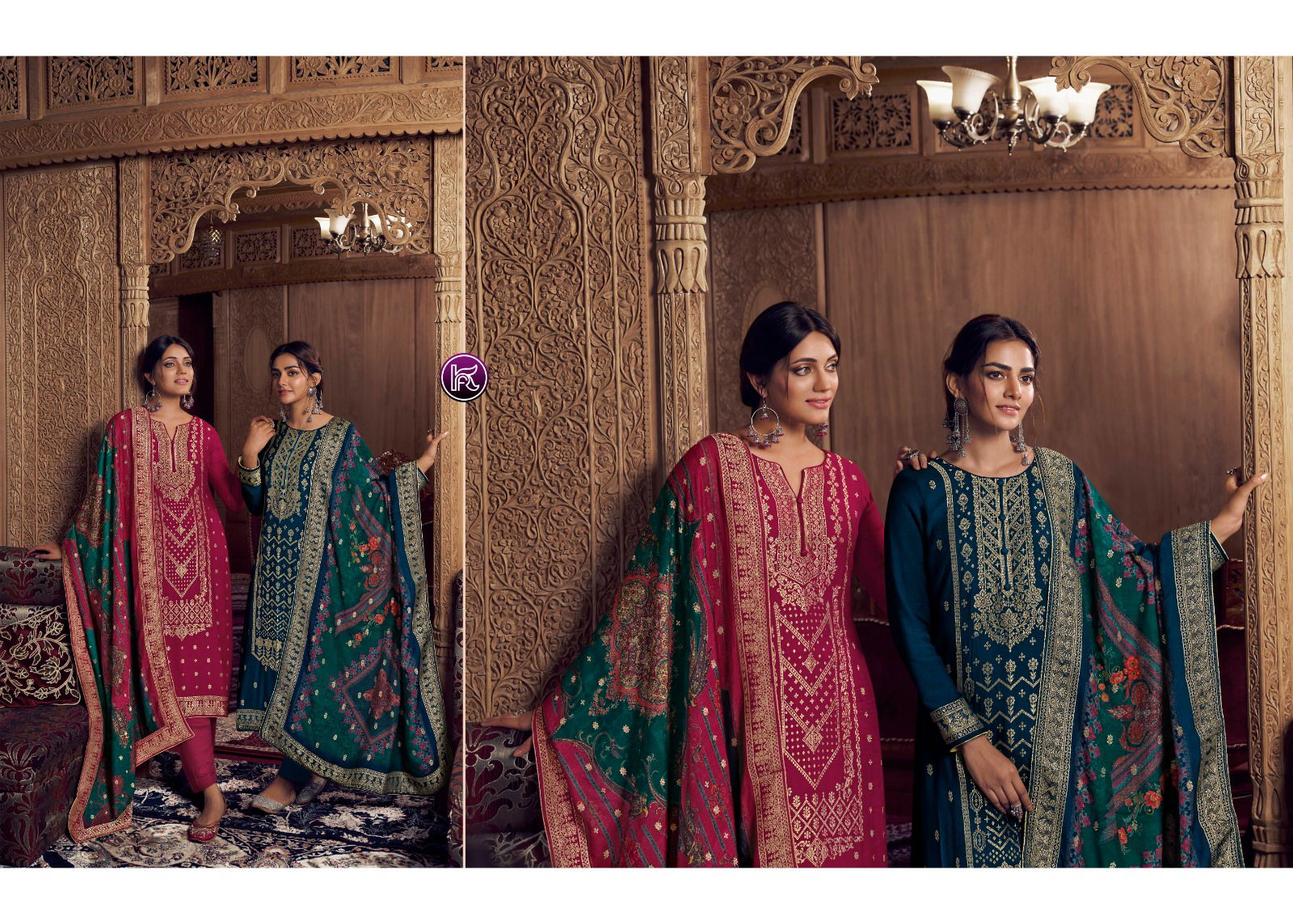Kala Print Viscose Pashmina Designer Salwar Suits Catalog